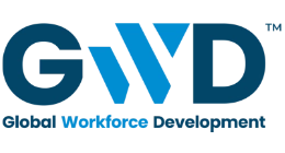 A colorful logo of gwd